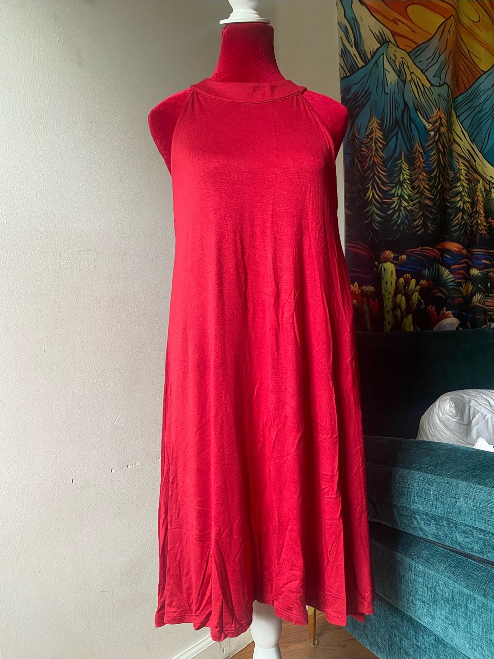 VENUS Red Halter Swing Dress